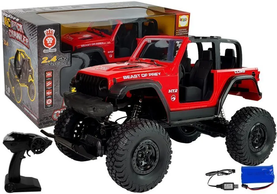 ⁨Auto Terenowe Jeep Zdalnie Sterowane 2.4G Czerwone⁩ w sklepie Wasserman.eu
