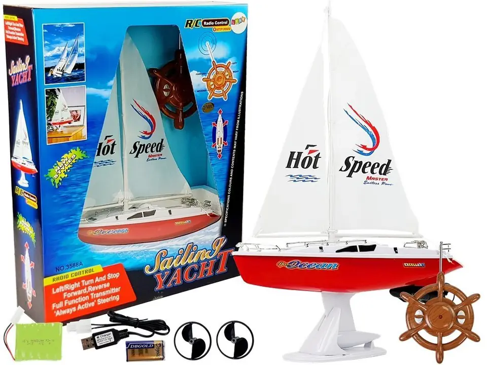 Boot Segelboot Ferngesteuert 50 cm Pilot Ruder 27 MHz 15 km/h Rot im Wasserman.eu