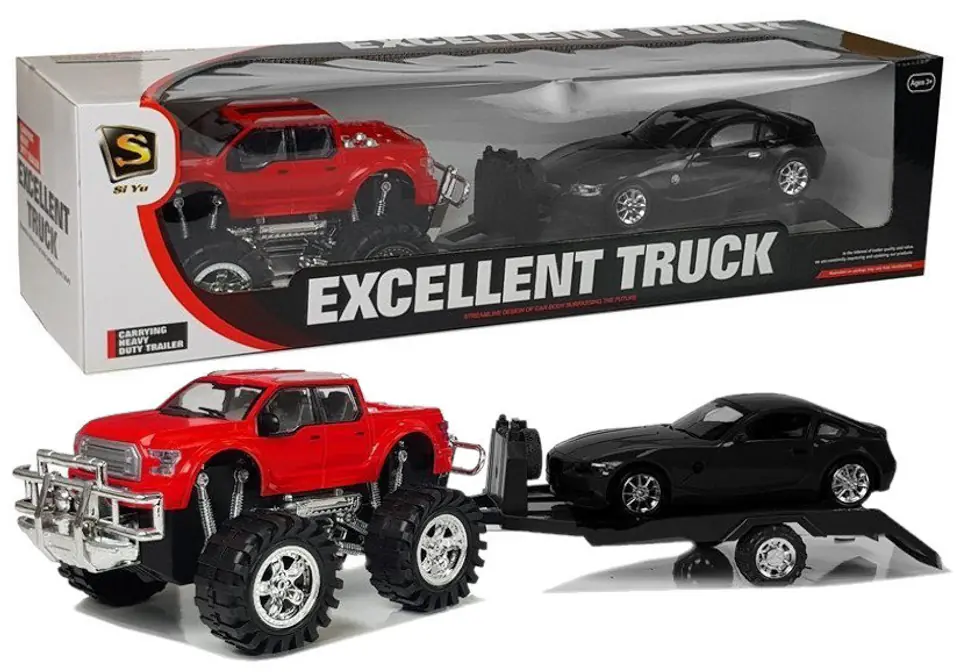 ⁨Vehicle Kit Red Monster Truck Black BMW Tow Truck 58 cm⁩ at Wasserman.eu