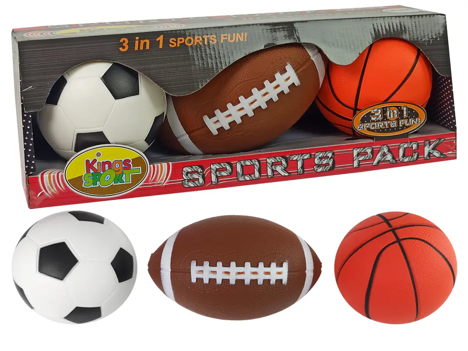 ⁨Set of Soft Sports Balls 3in1 Football Basketball Baseball⁩ at Wasserman.eu