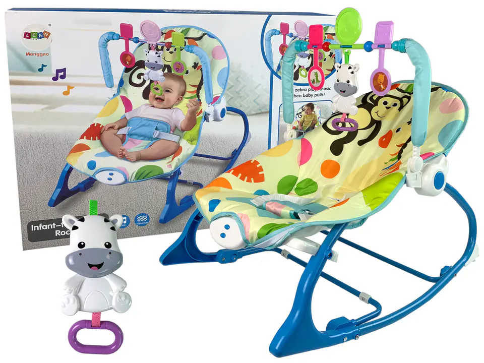 Cradle Rocker Sessel 2in1 Blau Zebra Sounds Vibration im Wasserman.eu