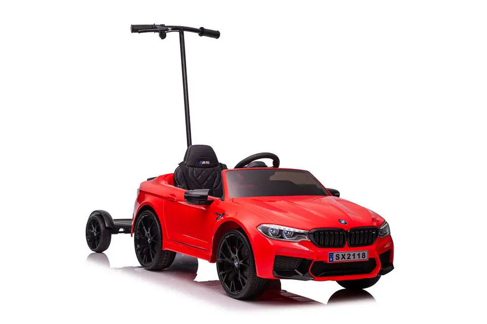 ⁨BMW M5 battery car with parent platform red painted⁩ at Wasserman.eu