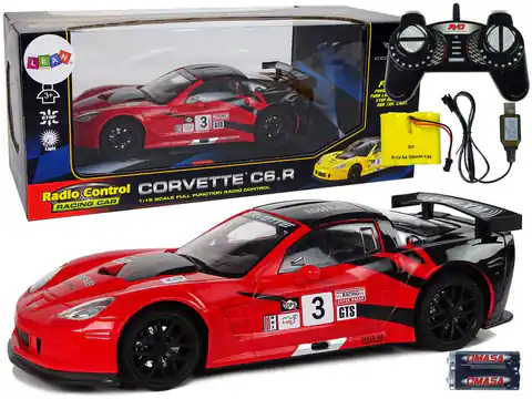 ⁨Auto Sportowe Wyścigowe R/C 1:18 Corvette C6.R Czerwony 2.4 G Światła⁩ w sklepie Wasserman.eu