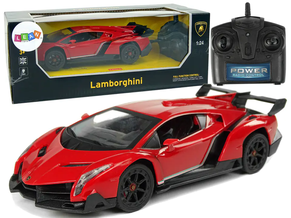 ⁨Auto Sportowe R/C 1:24 Lamborghini Veneno Czerwone 2.4 G Światła⁩ w sklepie Wasserman.eu