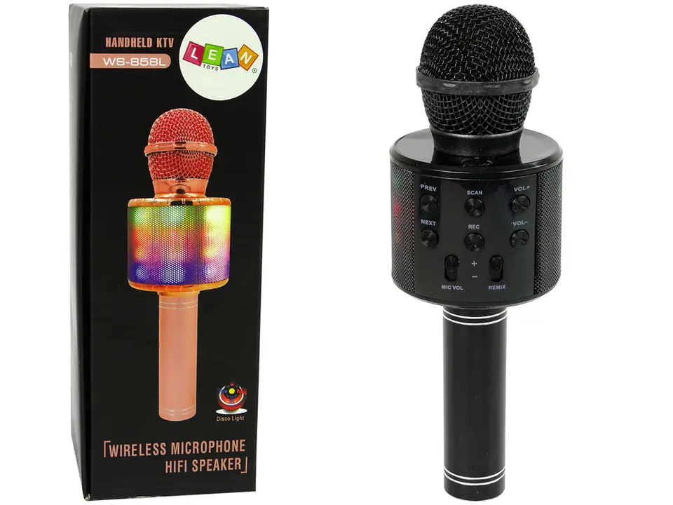 ⁨Mikrofon Bezprzewodowy USB Głośnik Nagrywanie Karaoke Model WS-858 Czarny⁩ w sklepie Wasserman.eu