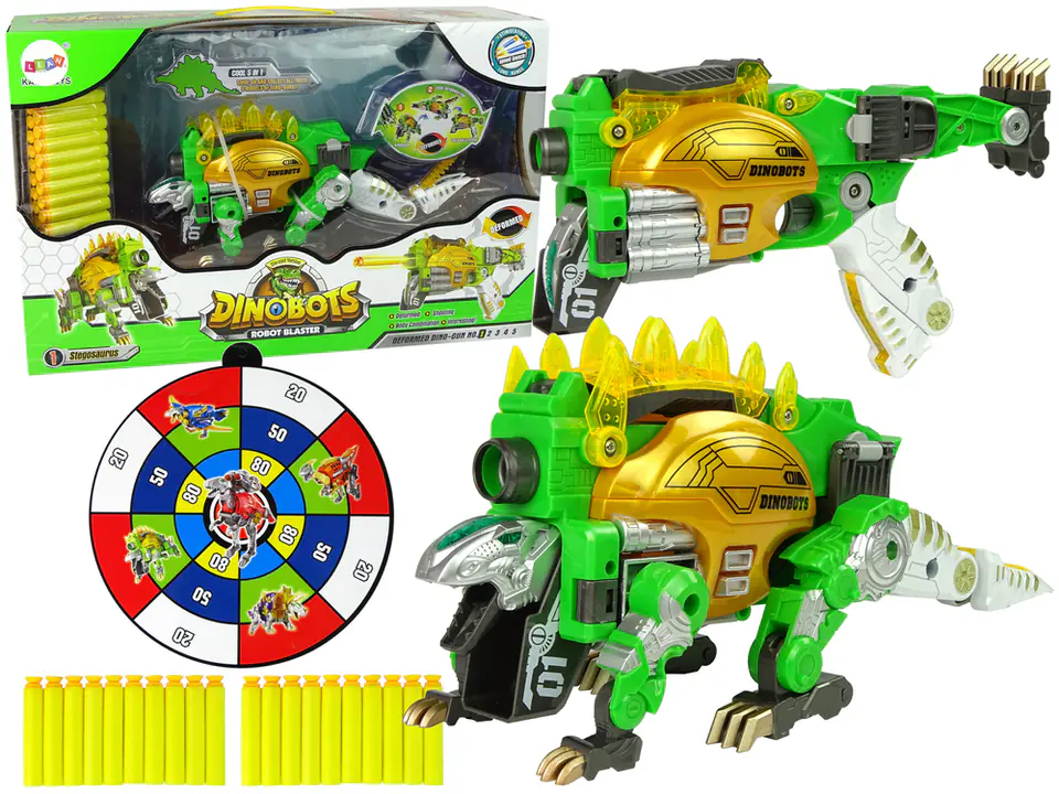 ⁨Dinobots 2w1 Dinozaur Pistolet na Strzałki Zielony Stegosaurus Tarcza⁩ w sklepie Wasserman.eu