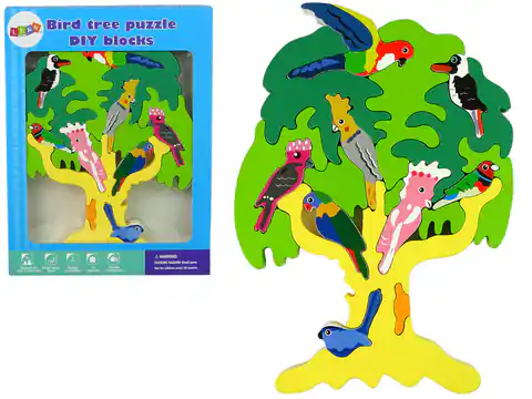 ⁨Drewniane Drzewo Ptaki Papugi DIY Klocki Drewniane Puzzle⁩ w sklepie Wasserman.eu
