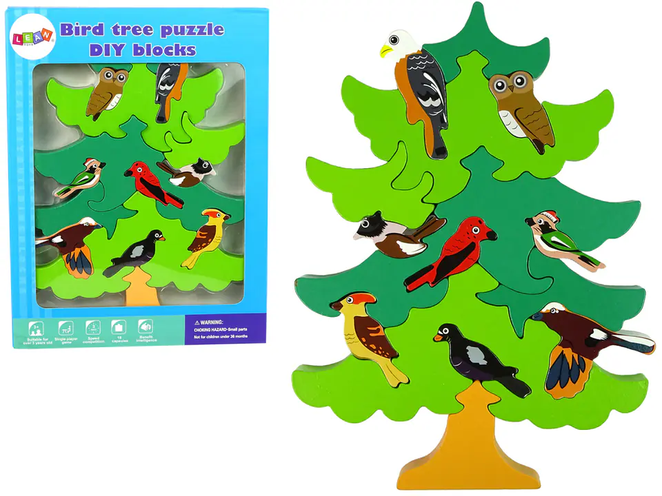 Drewniane Drzewo Ptaki Leśne DIY Klocki Drewniane Puzzle Trójwymiarowa w sklepie Wasserman.eu