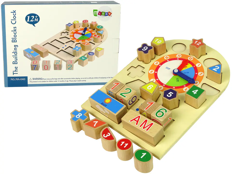 ⁨Wooden Educational Clock Sorter Bricks Colorful Numbers⁩ at Wasserman.eu