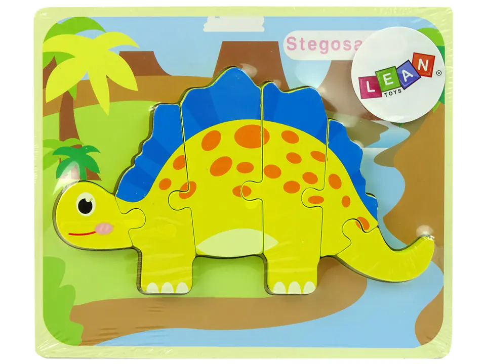 ⁨Drewniane Puzzle Dinozaur Stegosaurus Żółty Oviraptor Żółty⁩ w sklepie Wasserman.eu