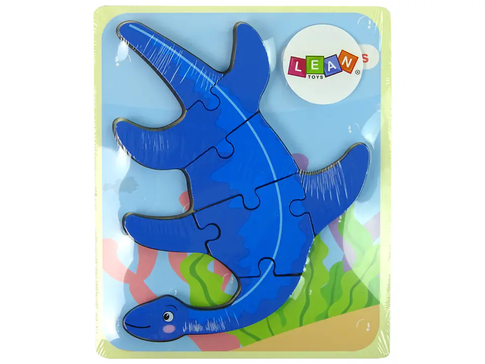 ⁨Drewniane Puzzle Dinozaur Pterodaktyl Różowy Pliosaurs Niebieski⁩ w sklepie Wasserman.eu