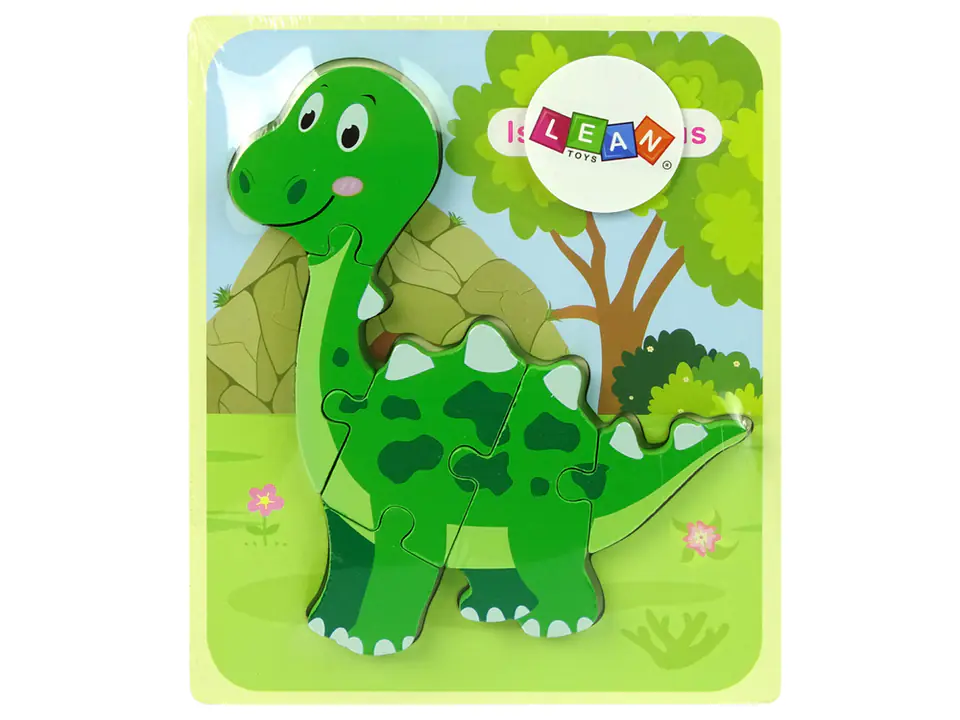 ⁨Drewniane Puzzle Dinozaur Isanosaurus Tyranosaurus Zielony⁩ w sklepie Wasserman.eu