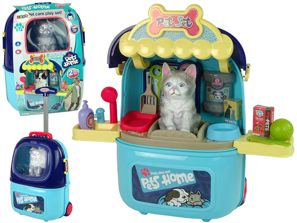 ⁨Cat Beauty Salon Set Pet in Suitcase Backpack Blue⁩ at Wasserman.eu