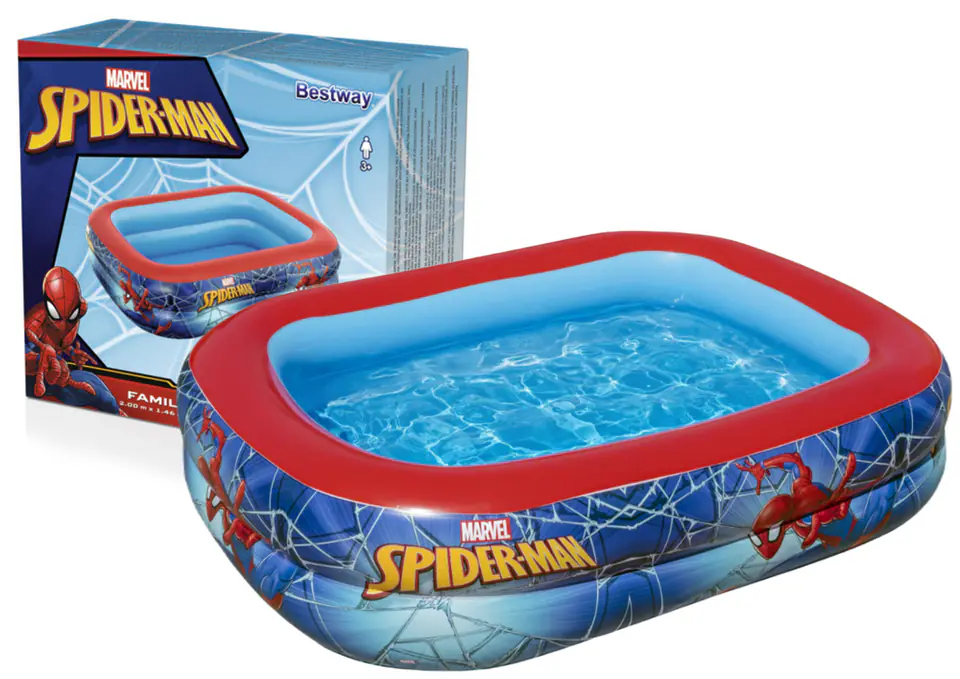 ⁨Bestway 98011 Spider-Man Basen dmuchany familijny prostokątny  2.00m x 1.46m x 48cm⁩ w sklepie Wasserman.eu