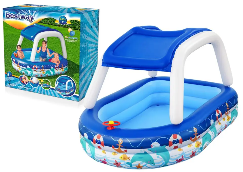 ⁨Bestway 54370 Family Inflatable Pool with Roof Sea Captain 2.13m x 1.55m x 1.32m⁩ at Wasserman.eu