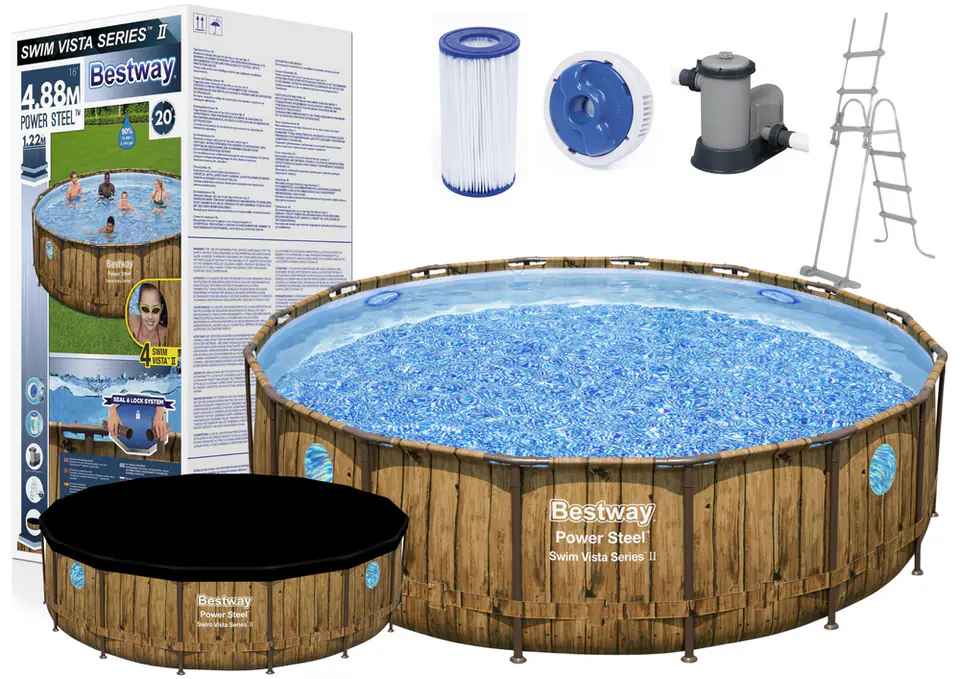 ⁨Basen ogrodowy stelażowy 488 x 122 cm Bestway 56725⁩ w sklepie Wasserman.eu