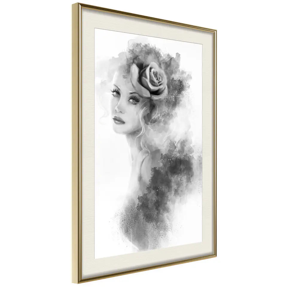 ⁨Poster - Mystery Lady (size 40x60, finish Gold frame with passe-partout)⁩ at Wasserman.eu