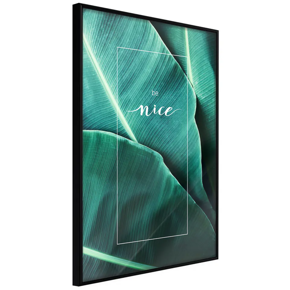 ⁨Poster - Banana leaves with message (green) (size 20x30, finish Frame black)⁩ at Wasserman.eu