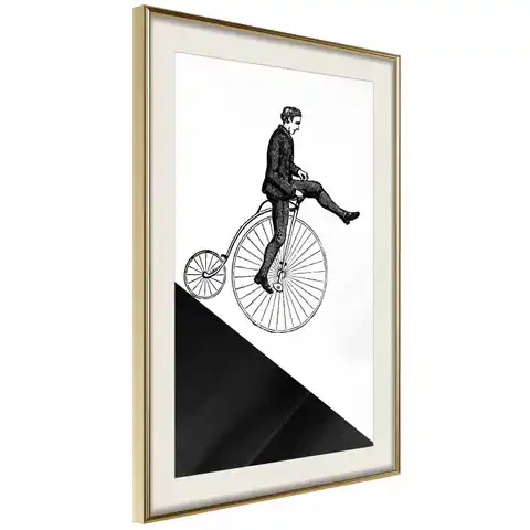 ⁨Plakat - Cyklista [Poster] (rozmiar 30x45, wykończenie Rama złota z passe-partout)⁩ w sklepie Wasserman.eu