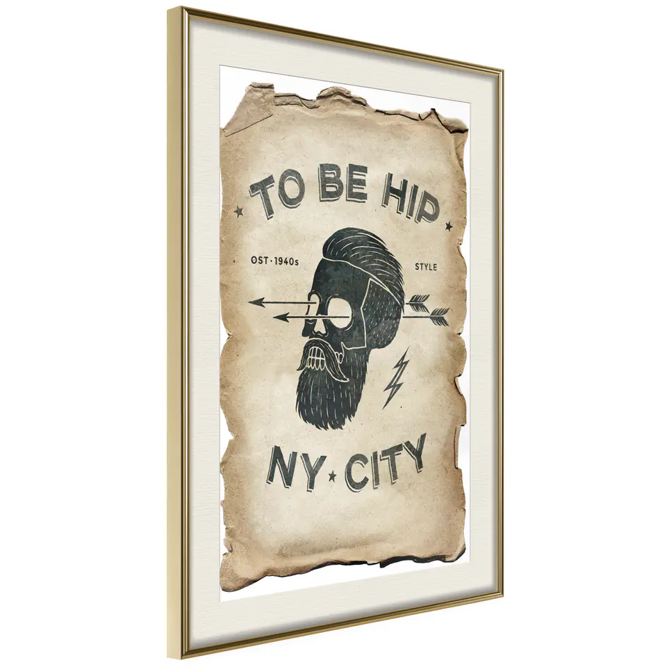 ⁨Poster - Hipster (size 20x30, finish Gold frame with passe-partout)⁩ at Wasserman.eu