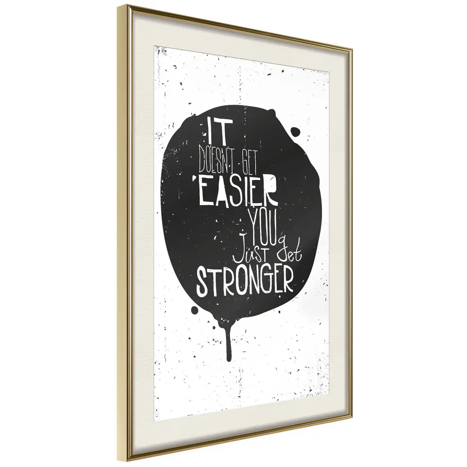⁨Poster - Nothing gets easier (size 30x45, finish Gold frame with passe-partout)⁩ at Wasserman.eu