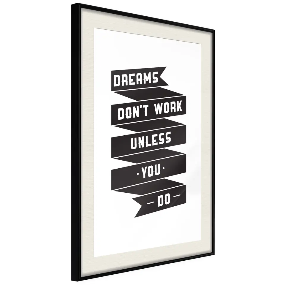 ⁨Plakat - Dreams don't work [Poster] (rozmiar 20x30, wykończenie Rama czarna z passe-partout)⁩ w sklepie Wasserman.eu