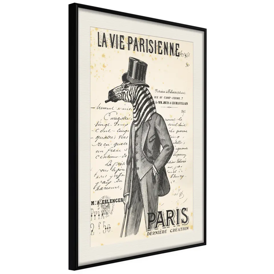 ⁨Poster - Parisian Life (size 30x45, finish Black frame with passe-partout)⁩ at Wasserman.eu