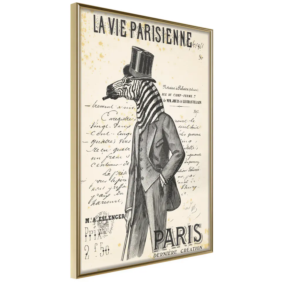 ⁨Poster - Parisian Life (size 20x30, finish Gold frame)⁩ at Wasserman.eu