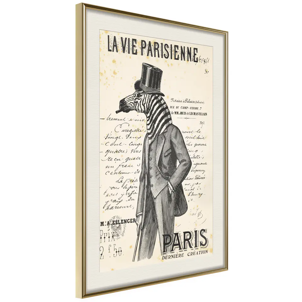 ⁨Poster - Parisian Life (size 20x30, finish Gold frame with passe-partout)⁩ at Wasserman.eu