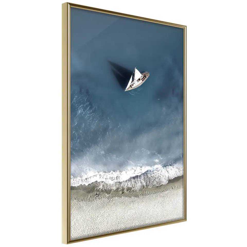 ⁨Plakat - Jacht na morzu [Poster] (rozmiar 40x60, wykończenie Rama złota)⁩ w sklepie Wasserman.eu