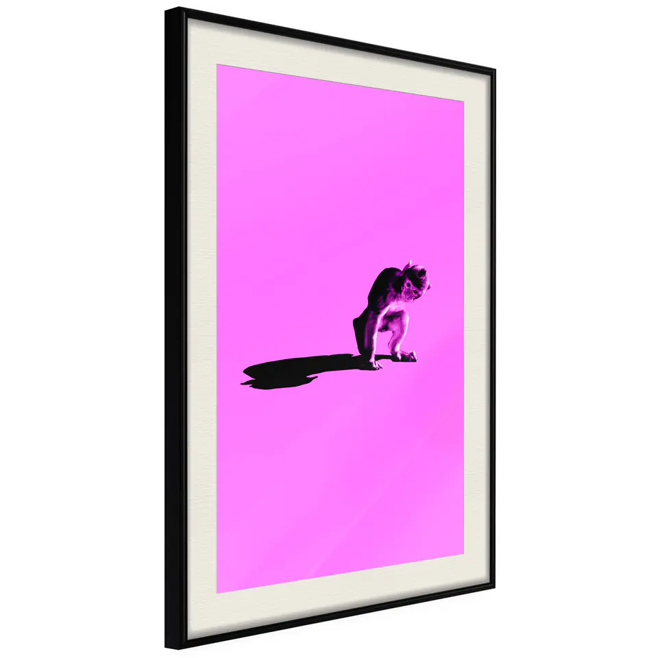⁨Poster - Monkey on pink background (size 20x30, finish Black frame with passe-partout)⁩ at Wasserman.eu