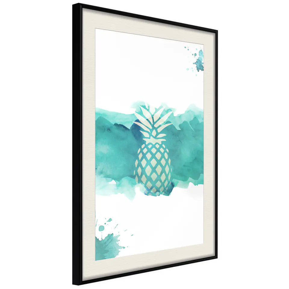 ⁨Poster - Pastel pineapple (size 20x30, finish Black frame with passe-partout)⁩ at Wasserman.eu
