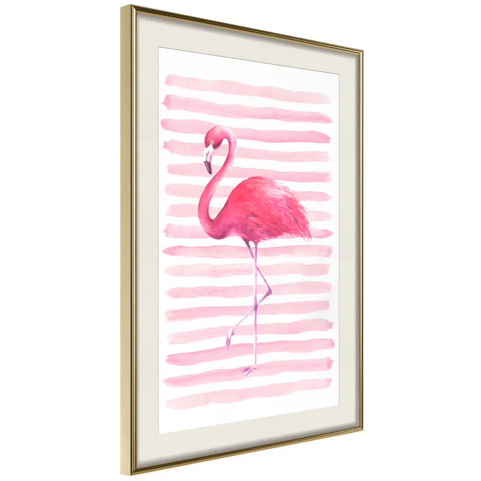 ⁨Plakat - Flaming i paski [Poster] (rozmiar 20x30, wykończenie Rama złota z passe-partout)⁩ w sklepie Wasserman.eu