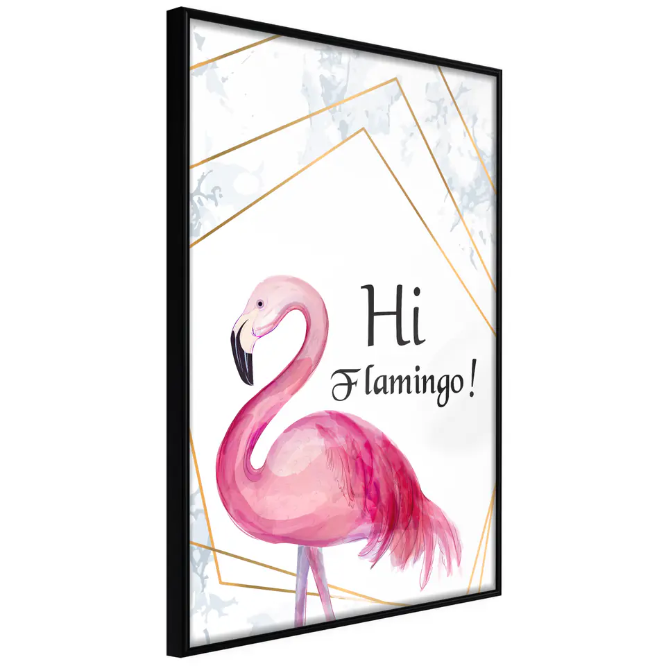 ⁨Plakat - Hi flamingo! [Poster] (rozmiar 20x30, wykończenie Rama czarna)⁩ w sklepie Wasserman.eu