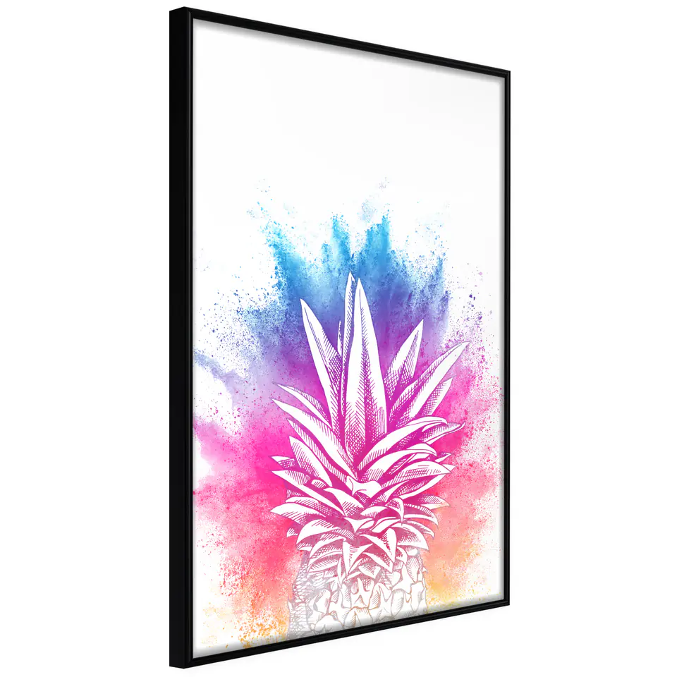 ⁨Plakat - Kolorowy ananas [Poster] (rozmiar 20x30, wykończenie Rama czarna)⁩ w sklepie Wasserman.eu