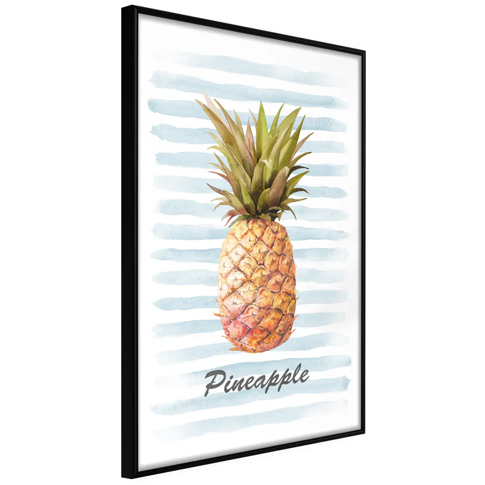 ⁨Plakat - Ananas i paski [Poster] (rozmiar 20x30, wykończenie Rama czarna)⁩ w sklepie Wasserman.eu