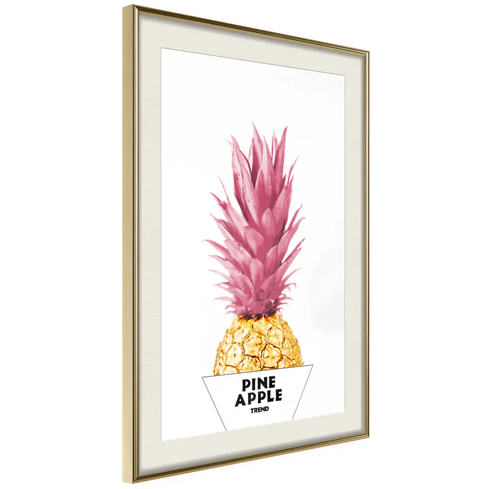 ⁨Poster - Fashionable pineapple (size 20x30, finish Gold frame with passe-partout)⁩ at Wasserman.eu