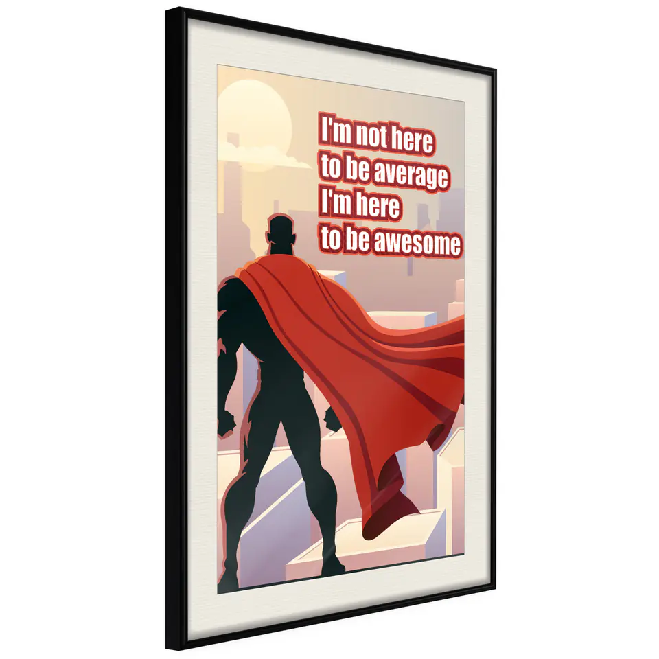 ⁨Poster - Be your own superhero (size 20x30, finish Black frame with passe-partout)⁩ at Wasserman.eu