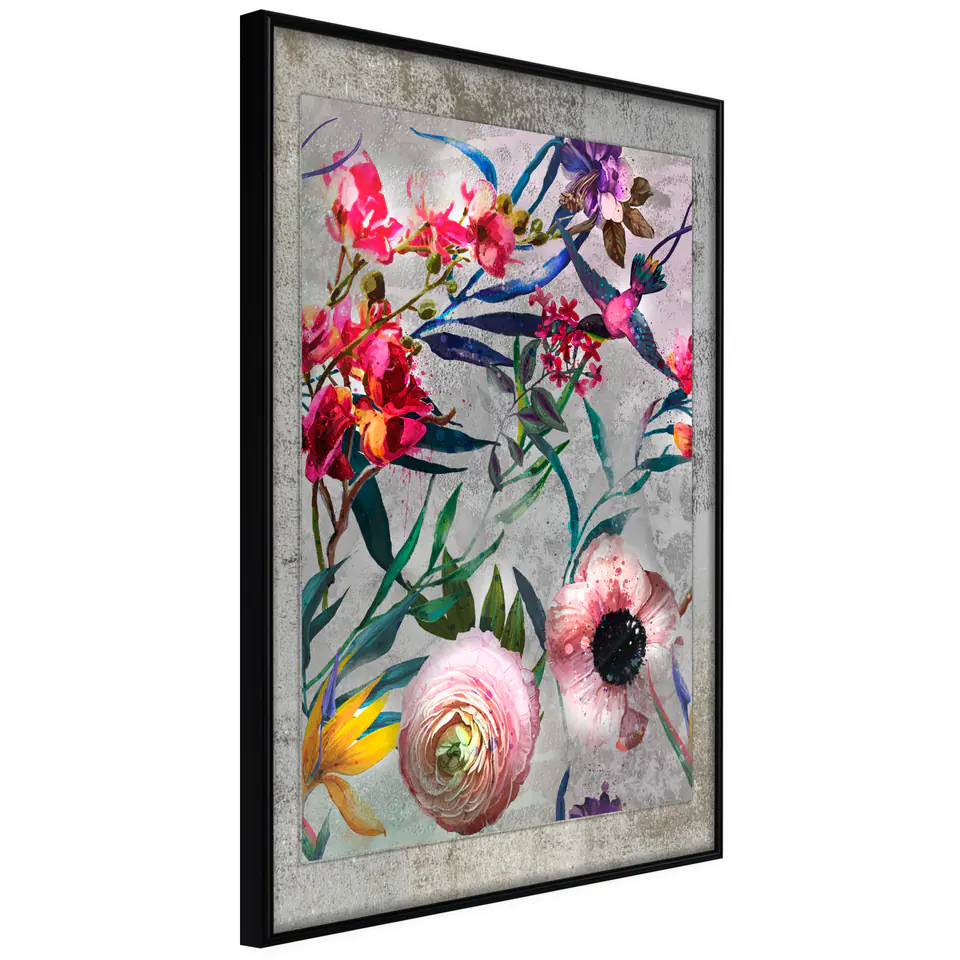 ⁨Poster - Scattered flowers (size 20x30, finish Frame black)⁩ at Wasserman.eu