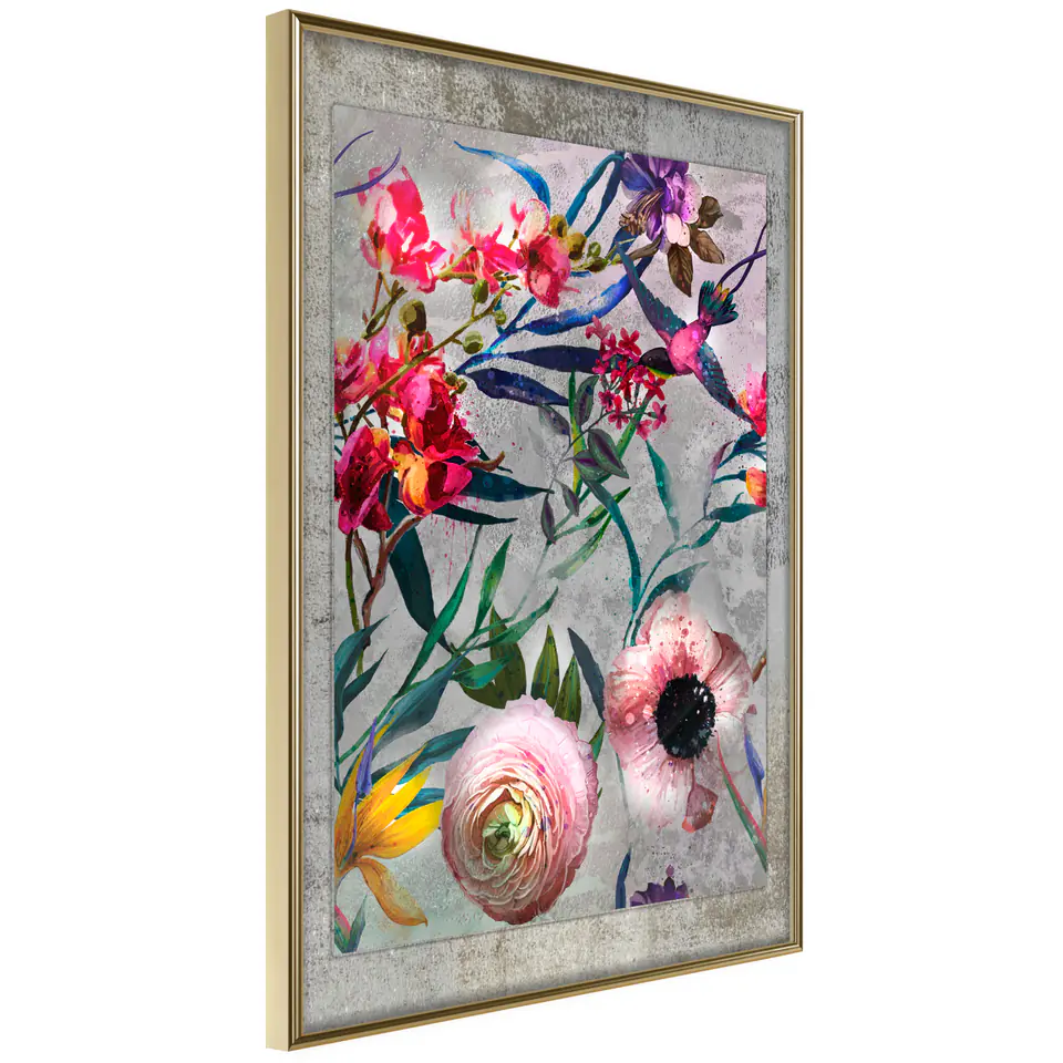 ⁨Poster - Scattered flowers (size 20x30, finish Gold frame)⁩ at Wasserman.eu