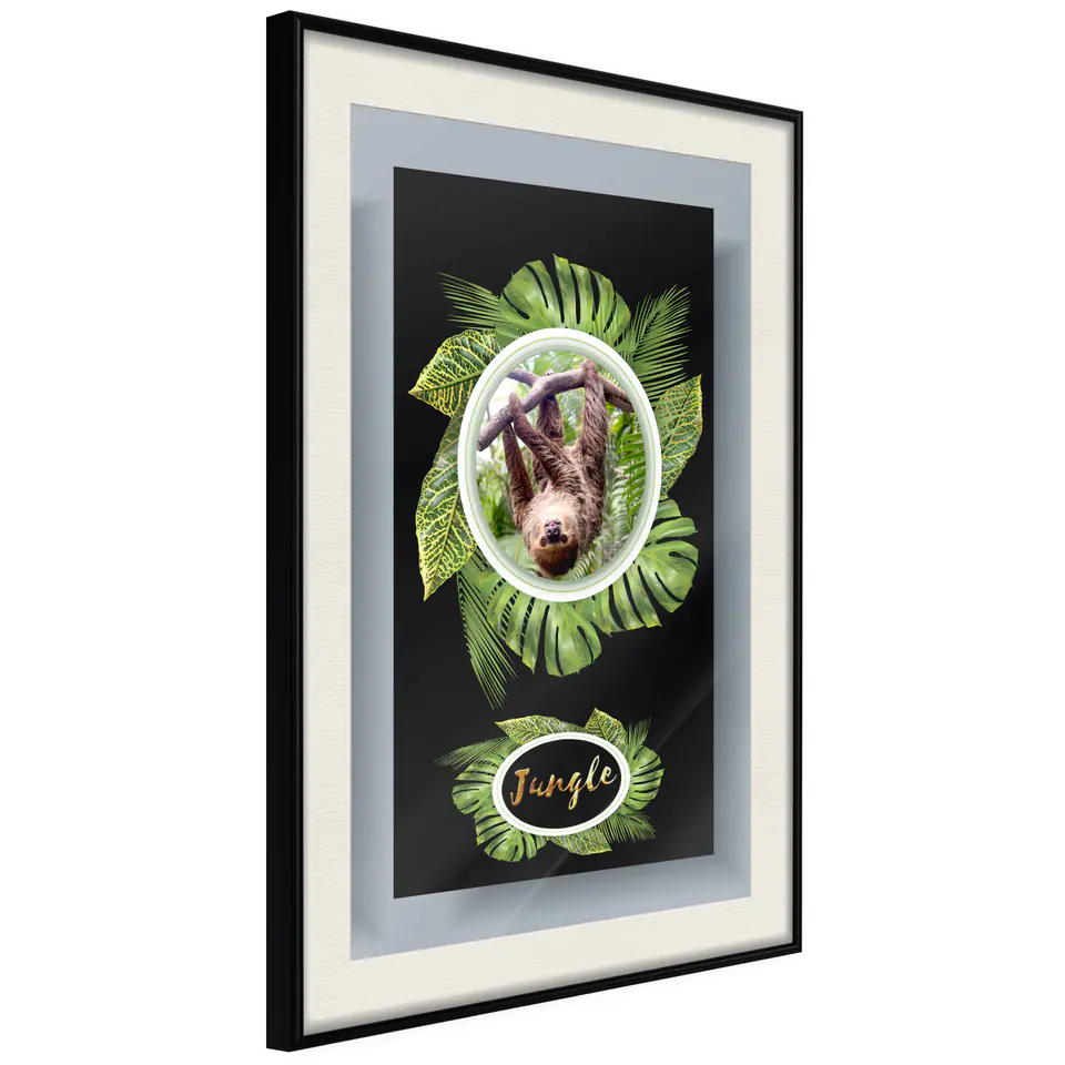 ⁨Poster - Greetings from the jungle (size 20x30, finish Black frame with passe-partout)⁩ at Wasserman.eu