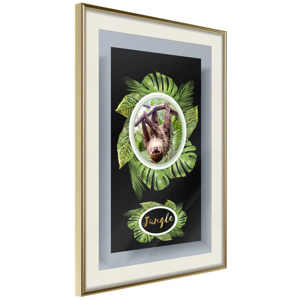 ⁨Poster - Greetings from the jungle (size 20x30, finish Gold frame with passe-partout)⁩ at Wasserman.eu