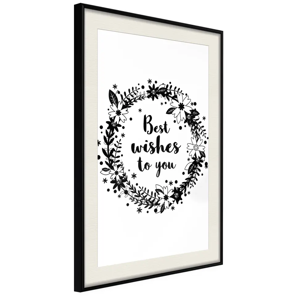 ⁨Poster - Best wishes (size 20x30, finish Black frame with passe-partout)⁩ at Wasserman.eu