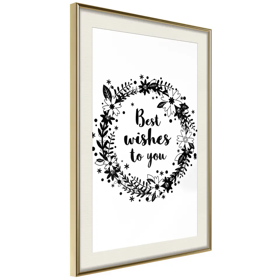 ⁨Poster - Best wishes (size 20x30, finish Gold frame with passe-partout)⁩ at Wasserman.eu