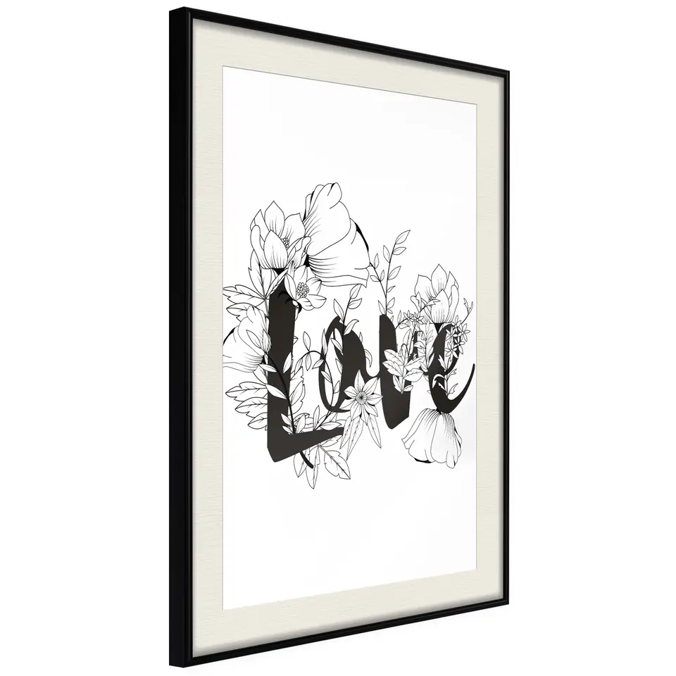 ⁨Poster - Blooming love (size 20x30, finish Black frame with passe-partout)⁩ at Wasserman.eu