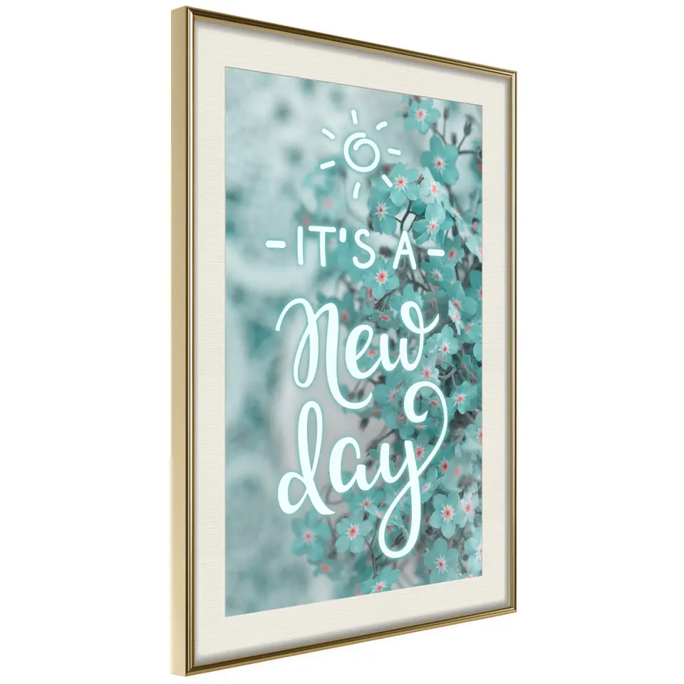 ⁨Poster - New day (size 40x60, finish Gold frame with passe-partout)⁩ at Wasserman.eu