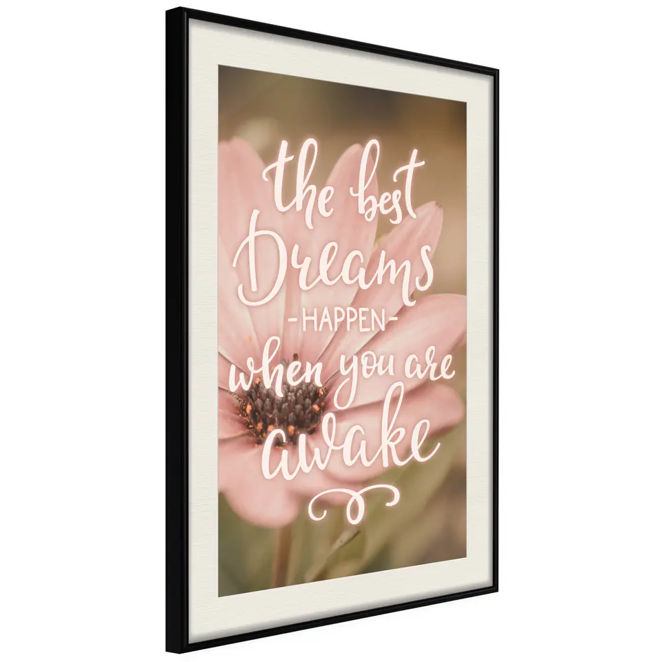 ⁨Plakat - The best dreams happen when you are awake [Poster] (rozmiar 30x45, wykończenie Rama czarna z passe-partout)⁩ w sklepie Wasserman.eu