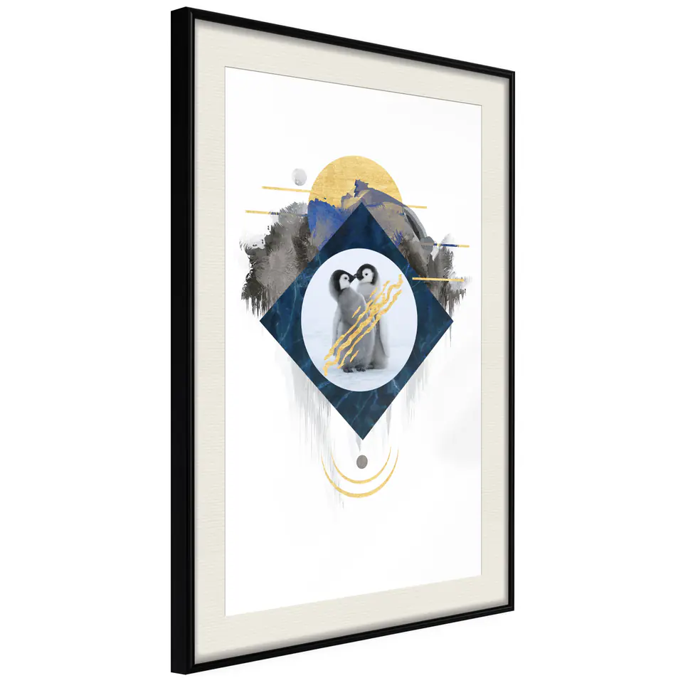 ⁨Poster - Small penguins (size 40x60, finish Black frame with passe-partout)⁩ at Wasserman.eu