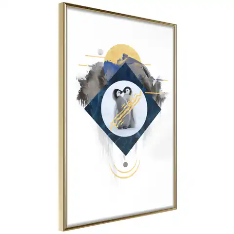 ⁨Poster - Small penguins (size 40x60, finish Gold frame)⁩ at Wasserman.eu
