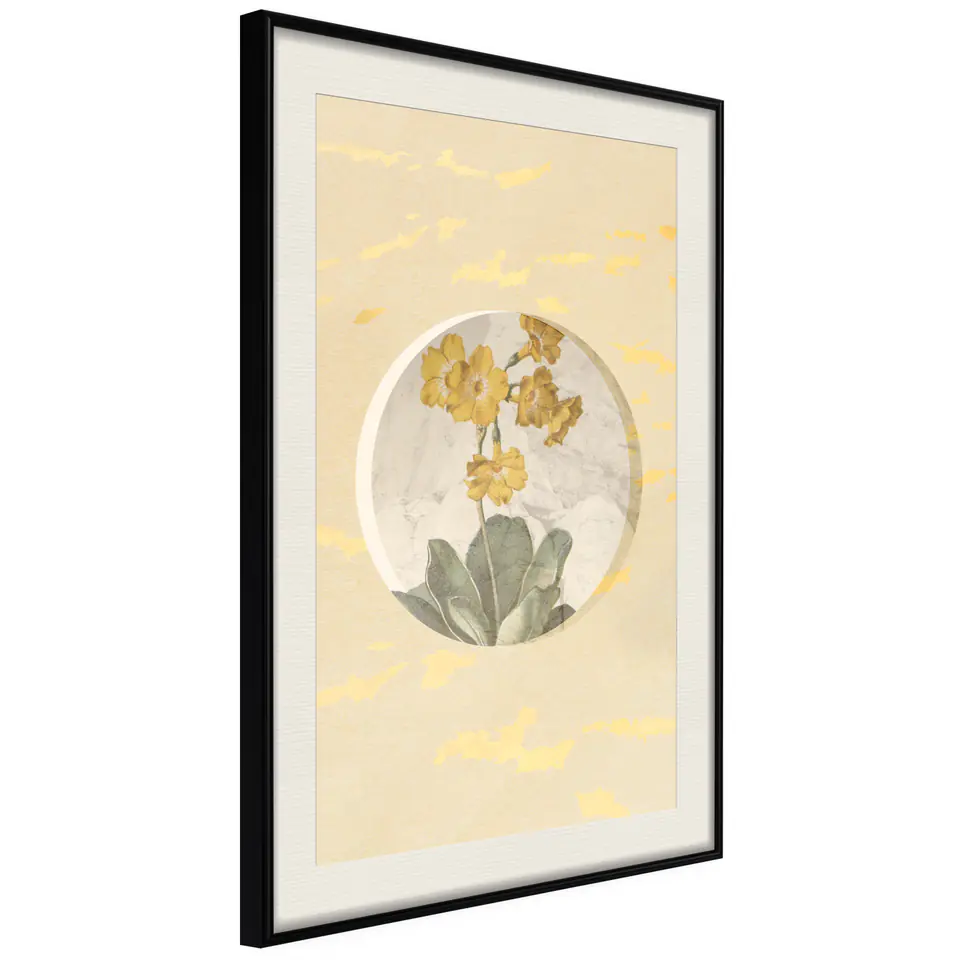 ⁨Poster - Flowers and marble (size 20x30, finish Black frame with passe-partout)⁩ at Wasserman.eu